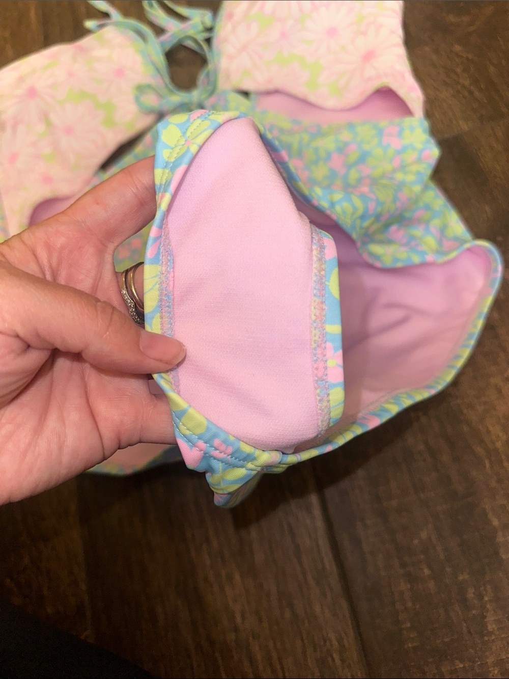 Ninety-Nine Floral Cutout One-Piece Swimsuit Pink Green XL - Picture 4 of 6
